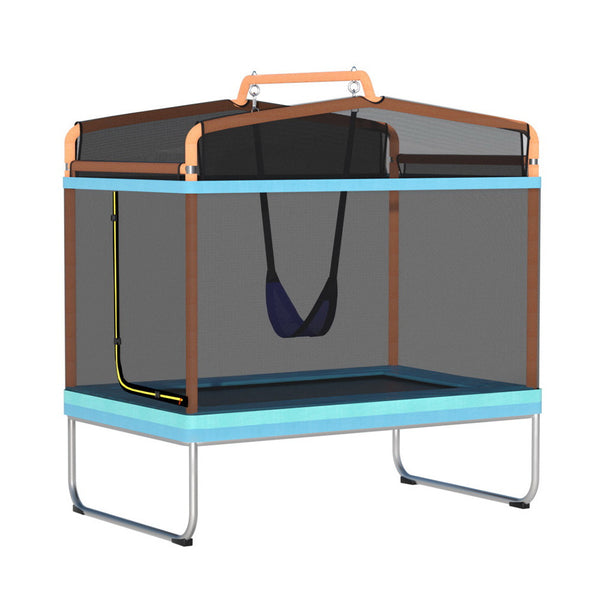 Everfit 6FT Rectangle Trampoline with Swing Enclosure - Orange