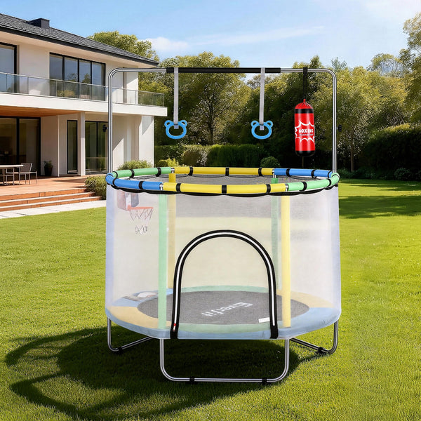 Everfit 55 Inch Kids Trampoline with Basketball Set and Sandbag
