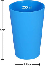 Set of 24 reusable plastic cups, 250 ml, 6 vibrant colors