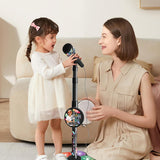 Babies Microphone with Stand, Singing Toys for Girls and Boys with Music and Light, Adjustable Standing Babies Karaoke Machine with Light - Blue