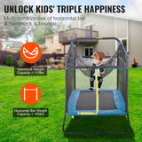 6FT Kids Trampoline with Safety Net and Gymnastics Bar
