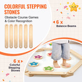 Kids Balance Beam Stepping Stones Set - 6 Colorful Boards